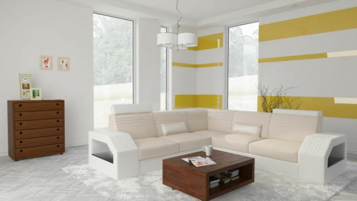 Canapé design canapé canapé d'angle en cuir tissu textile suite rembourrage paysage de vie