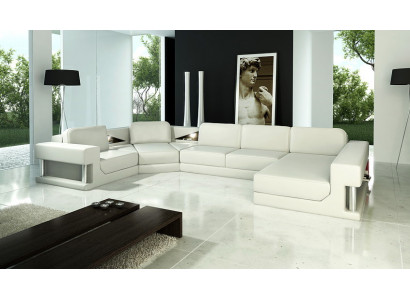 Canapé d'angle Rembourrage Canapé Canapé Salon Paysage vivant Siège Suite d'angle Cuir Textile PH28