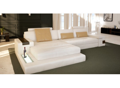 Canapé d'angle Canapé Rembourrage Paysage de vie Suite d'angle Coin Cuir Textile Canapé en forme de L