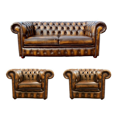 Canapé Chesterfield en cuir 2+1+1 Canapé en textile avec revêtement en tissu Suite