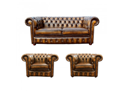 Canapé Chesterfield en cuir 2+1+1 Canapé en textile avec revêtement en tissu Suite