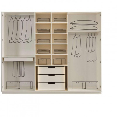 Lit double moderne 2 tables de chevet armoire ensemble de chambre à coucher 4 pièces