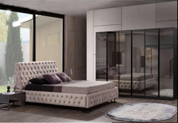 Ensemble de chambre luxueux Meubles design Lit de luxe Armoire en bois