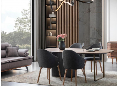 Ensemble de salle à manger design Moderne Chaises marron Table à manger en bois Ensemble de 5 pièces