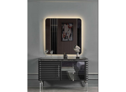Ensemble de chambre noire, commode de designer avec miroir LED suite.