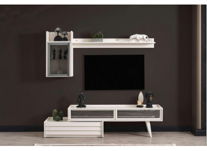 Mur Blanc Unité murale en bois Armoire murale de designer Étagère de luxe Armoire TV élégante