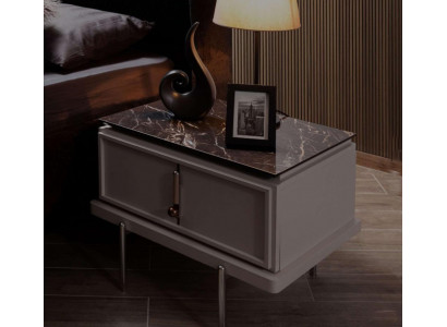 Table de chevet marron Chambre élégante Meuble en bois Meuble design nouveau