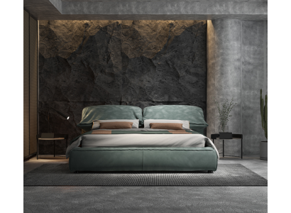 Chambre verte Lit Designer Lit double de luxe Matériau bois cadre