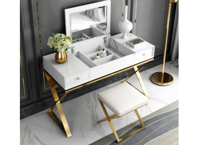 Table de maquillage pour chambre blanche moderne avec tiroirs Mobilier en bois