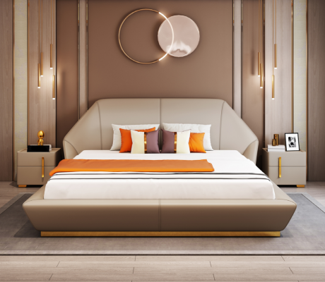 Lit double blanc moderne Chambre Lits Meubles Designer Cadre en bois