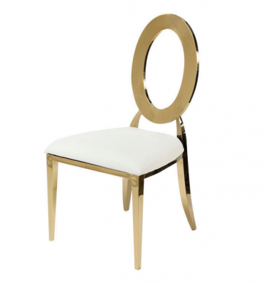 Chaise haute luxueuse blanc et or Chaises salle à manger en bois en cuir synthétique
