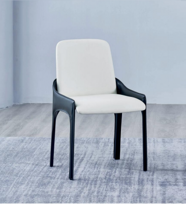 Chaise de salle à manger design moderne blanche et noire, chaise de salle à manger en bois.