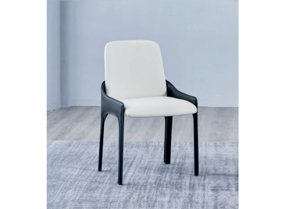 Chaise de salle à manger design moderne blanche et noire, chaise de salle à manger en bois.