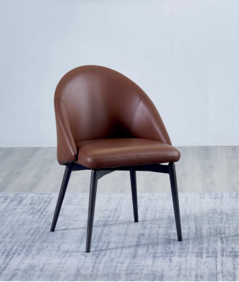 Chaise en cuir marron, designer, une place, moderne, salle à manger, chaises en bois