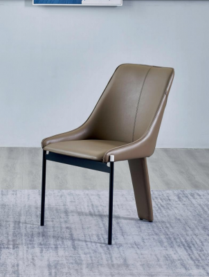 Fauteuil en simili cuir marron, chaises à dossier une place modernes, cadre en bois