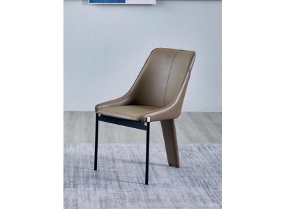 Fauteuil en simili cuir marron, chaises à dossier une place modernes, cadre en bois