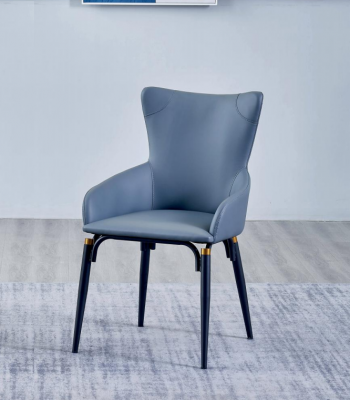 Tissu de chaise de salle à manger bleu moderne, fauteuil en cuir design une place