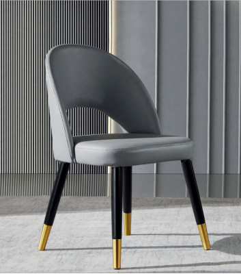 Chaise de salle à manger grise moderne 1 place, chaise en bois design solo.