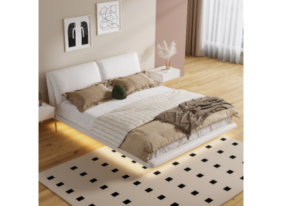 Chambre blanche lit Designer Textile Lits Luxe Bois Double Lits