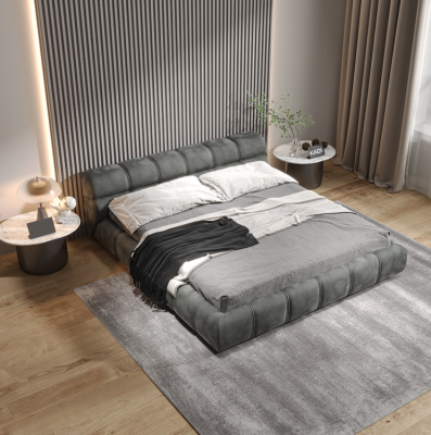 Lit de chambre gris clair designer Lit double Style moderne