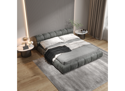 Lit de chambre gris clair designer Lit double Style moderne