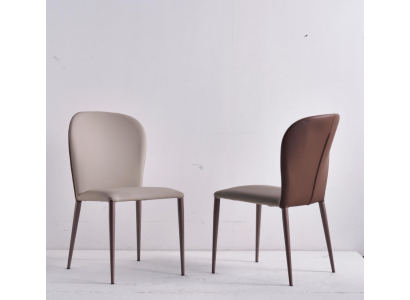 Mobilier de salle à manger Chaise design beige Meuble en bois moderne Nouvelles chaises inclinables