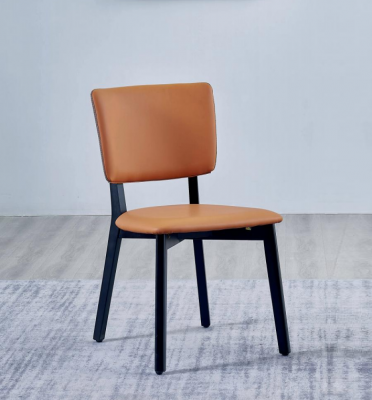 Orange-Noir Fauteuil de salle à manger de luxe monoplace - Meuble en bois rembourré