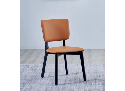 Orange-Noir Fauteuil de salle à manger de luxe monoplace - Meuble en bois rembourré