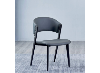 Chaise en cuir gris Chaises de salle à manger nobles Chaises en bois rembourrées à un siège