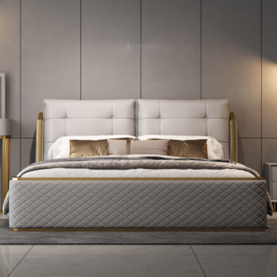 Chambre blanche de luxe Designer Blanc Lit double Cadres en bois moderne