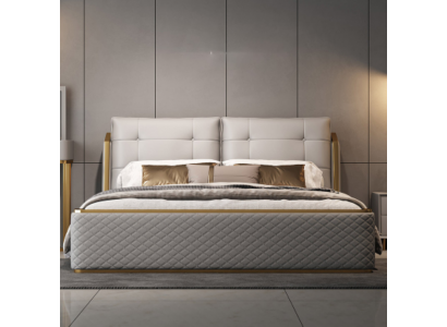 Chambre blanche de luxe Designer Blanc Lit double Cadres en bois moderne