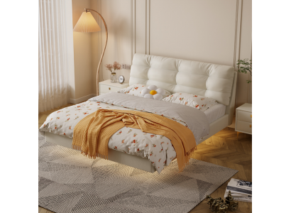 Chambre Cadre en Bois Meubles Lit Double Blanc Lits en Cuir Lits en Textile