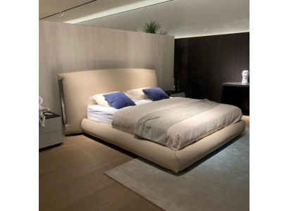 Lit double moderne beige Lit design Chambre Mobilier en bois Cadre en bois