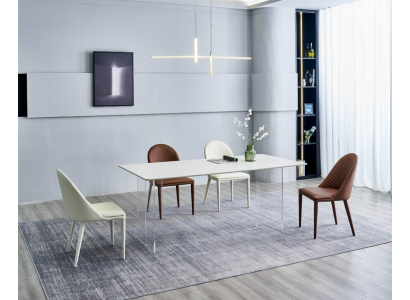 Salle à manger Mobilier Table à manger Blanche 4x Chaises Design en Simili-cuir Ensemble de salle à manger