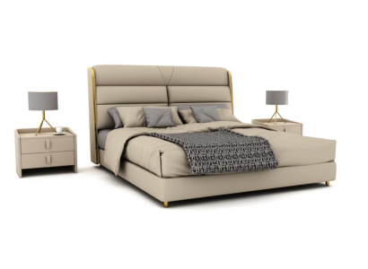 Lit double de luxe beige clair, lits de chambre à coucher modernes design.