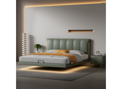 Mur du lit vert Designer Chambre Lits Lits en cuir Lits en textile