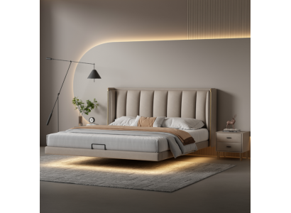 Chambre blanche Lit double Designer Meubles de luxe Cadre en bois Lits