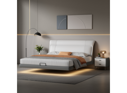 Chambre blanche Lit Designer Lits en cuir Lits textiles Lits doubles