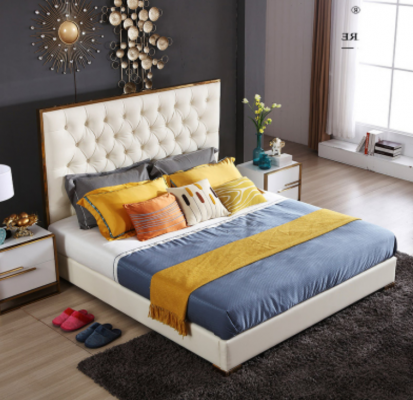 Lit Chesterfield blanc de grande taille Chambre à coucher Mobilier de chambre Lits Designer neufs
