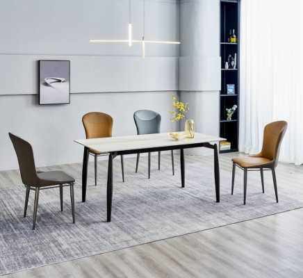 Salle à manger ensemble Blanc Table à manger 4x chaises en cuir Groupe de sièges 5 pièces