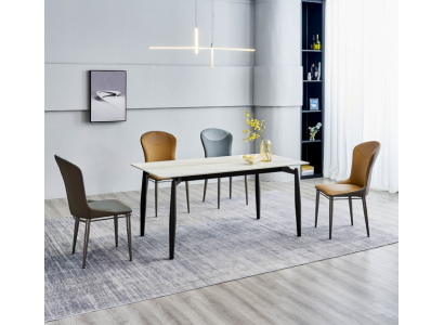 Salle à manger ensemble Blanc Table à manger 4x chaises en cuir Groupe de sièges 5 pièces