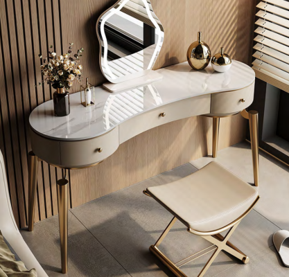 Table de toilette moderne Mobilier de chambre Table de toilette 3 tiroirs