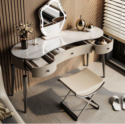 Table de toilette moderne Mobilier de chambre Table de toilette 3 tiroirs