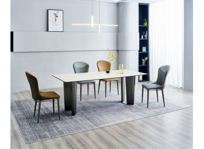 Set de salle à manger Table à manger élégante Chaises de cuisine 4x Chaises en similicuir