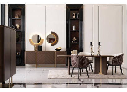 Ensemble de salle à manger Salle à manger Table de salle à manger Chaises 10 pièces Bois marron Buffet