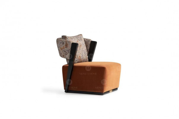 Fauteuil Wing Chair Fauteuil cocktail Fauteuil relax Fauteuil en tissu orange Siège moderne