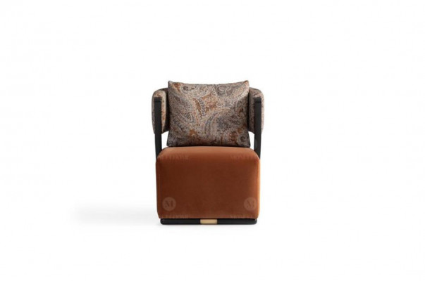 Fauteuil Wing Chair Fauteuil cocktail Fauteuil relax Fauteuil en tissu orange Siège moderne