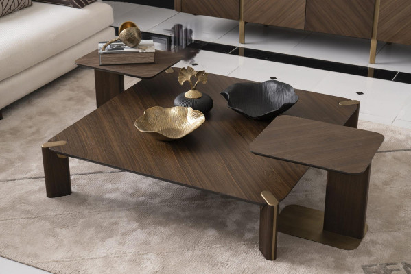 Salon Suite Canapé d'angle Canapé en tissu Fauteuil Ensemble de table basse 6 pièces brun