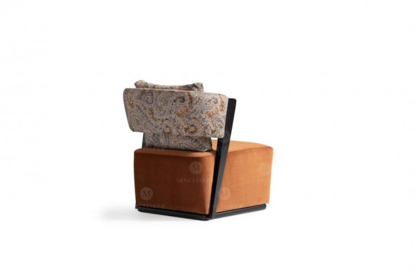 Chaise de relaxation Suite Fauteuil en tissu Table d'appoint Étagères Ensemble de 5 pièces Orange