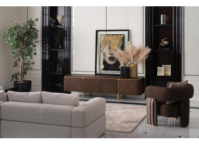 Canapé d'angle Fauteuil Canapé en tissu Meuble TV Buffet bas Beige Moderne Ensemble de 3 pièces